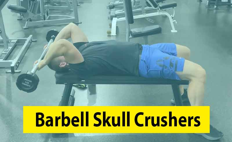 Picture for a men doing Barbell Skull Crushers